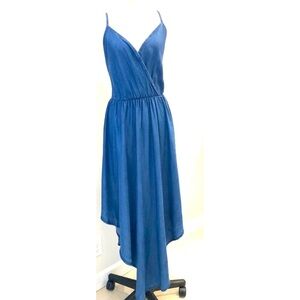 Angela  Mara dress Italian high low spagetti straps  Med  Excellent dark blue